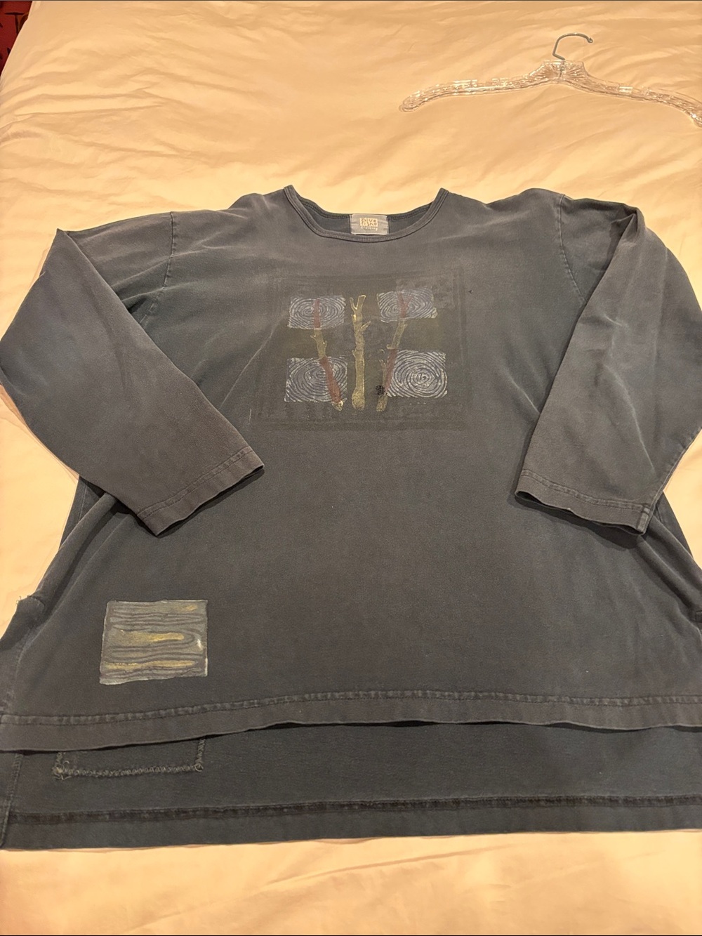 Women’s Long Sleeve Hand Painted Top - Washes Black